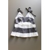 Strap top, white stripes linen