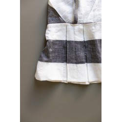 Strap top, white stripes linen