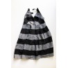 Strap dress, black stripes linen