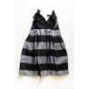 Strap dress, black stripes linen