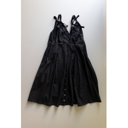 Strap dress, black openwork cotton