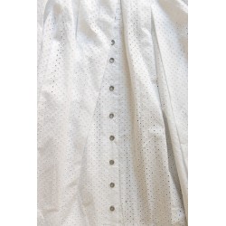 Robe longue à bretelles, coton ajouré blanc