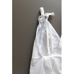 Robe longue à bretelles, coton ajouré blanc