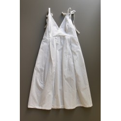 Robe longue à bretelles, coton ajouré blanc