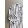 3/4 sleeves blouse V neck, light stripes linen