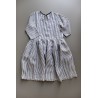 Pleated dress,  3/4 sleeves, light stripes linen