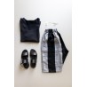 Unisex short, black stripes linen