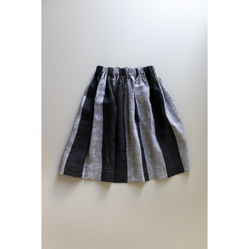 Skirt, black stripes linen