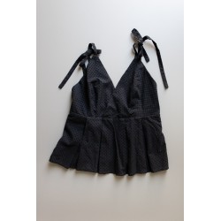 Blouse à bretelles, coton ajouré noir