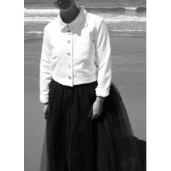 Long jupon skirt, black tulle