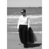 Long jupon skirt, black tulle