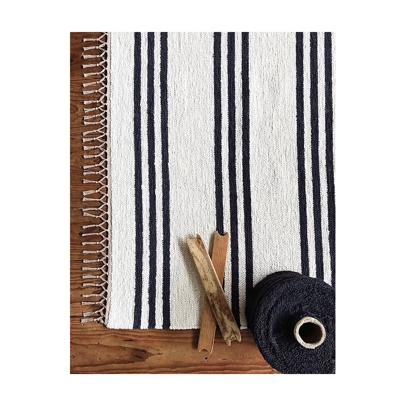 Beja rug, black and white stripes