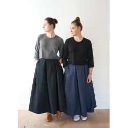 Pleated skirt, blue denim