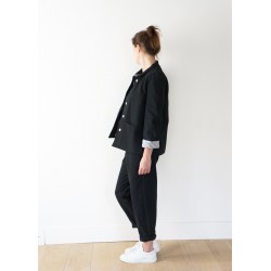 Flared jacket, black denim