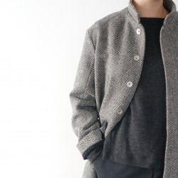 Flared coat, herringbone wool drap