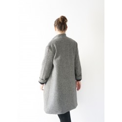 Flared coat, herringbone wool drap