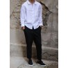 Chemise mixte, lin blanc