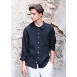 Chemise Homme, lin noir