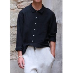 Chemise mixte, lin blanc