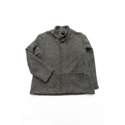 Flared jacket, herringbone wool drap