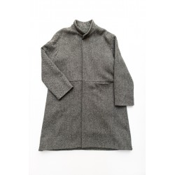 Flared coat, herringbone wool drap