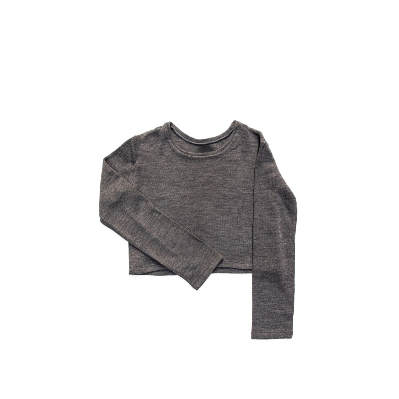 Pull court, jersey épais gris clair