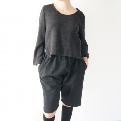 Flared sweater, dark grey heavy jersey