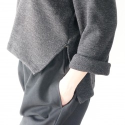 Flared sweater, dark grey heavy jersey