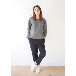 Pull mixte, jersey épais gris clair