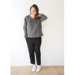 Pull mixte, jersey épais gris clair