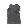 Flared dress, long sleeves, U neck, grey heavy linen