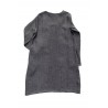 Flared dress, long sleeves, squared neck, grey heavy linen