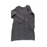 Flared dress, long sleeves, V neck, grey heavy linen