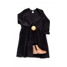 Pleated dress,  long sleeves, black flannel