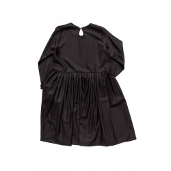 Pleated dress,  long sleeves, black flannel