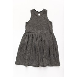 Pleated dress, sleeveless, herringbone wool drap