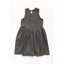 Pleated dress, sleeveless, herringbone wool drap