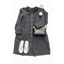 Shirt-dress, grey heavy linen