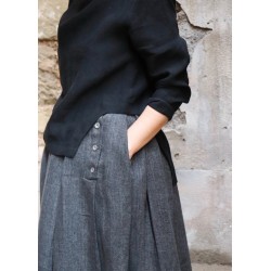 Pleated skirt, grey heavy linen