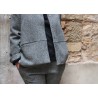 Flared jacket, herringbone wool drap