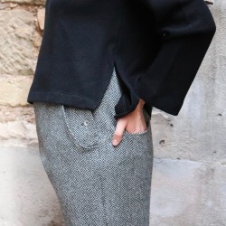 Woman trousers, herringbone wool drap