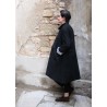 Flared coat, black denim