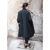 Flared coat, black denim