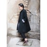 Flared coat, black denim