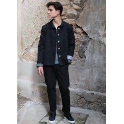 Flared jacket, black denim