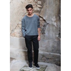 Pull mixte pour homme, jersey épais gris clair