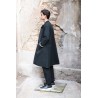 Flared coat, black denim