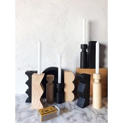 Wooden Zig Zag black candlestick