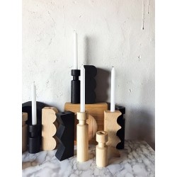 Wooden Zig Zag black candlestick