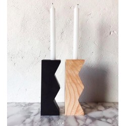 Wooden Zig Zag black candlestick